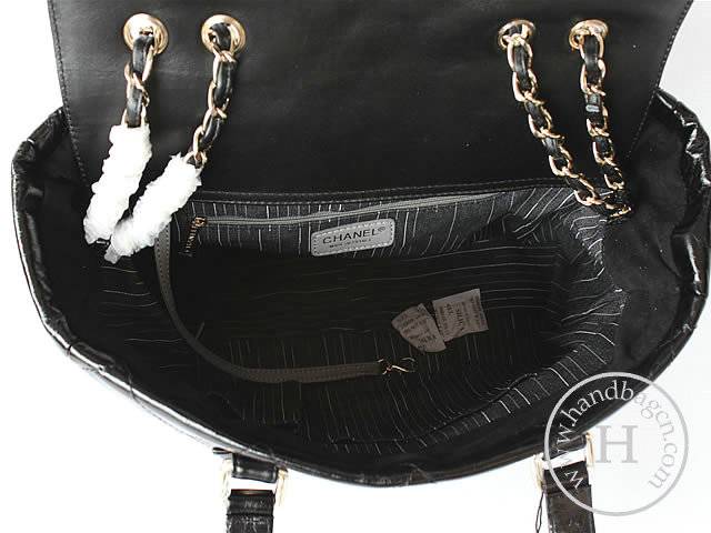 Chanel 39045 Replica Handbag Black Import Leather With Silver Handbag - Click Image to Close
