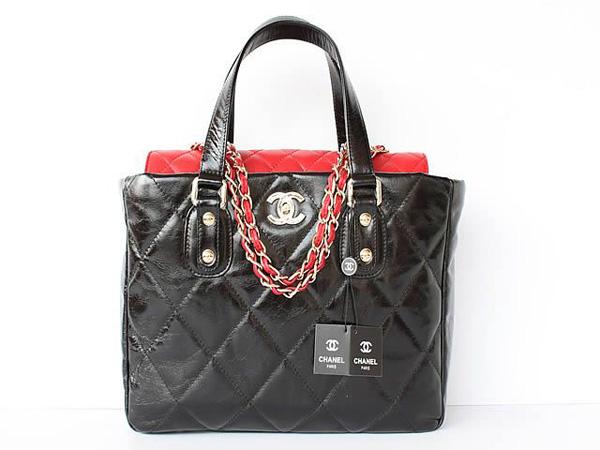 Chanel 39045 Replica Handbag Red Import Leather With Silver Handbag