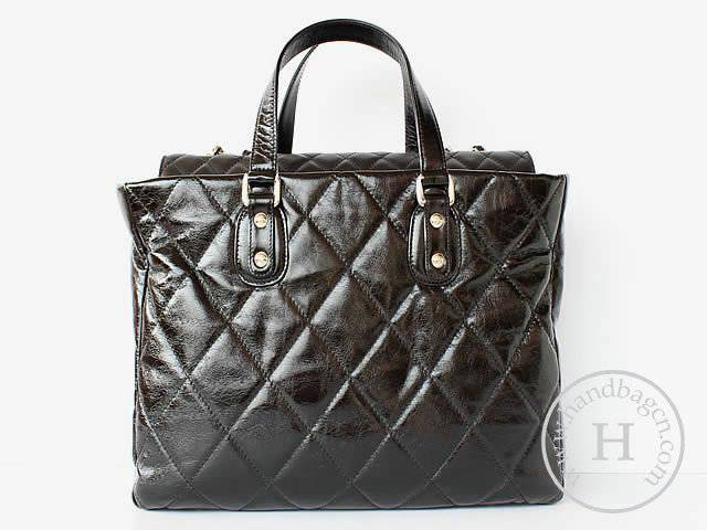 Chanel 39048 Replica Handbag Black Import Leather With Silver Handbag - Click Image to Close