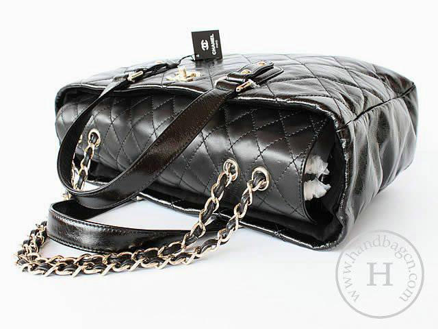 Chanel 39048 Replica Handbag Black Import Leather With Silver Handbag