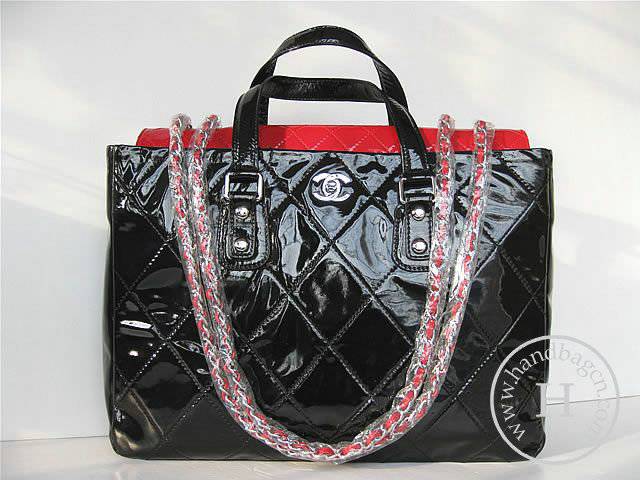 Chanel 39048 Replica Handbag Red Patent Leather With Silver Hardware