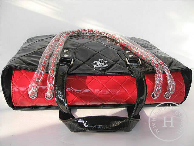 Chanel 39048 Replica Handbag Red Patent Leather With Silver Hardware