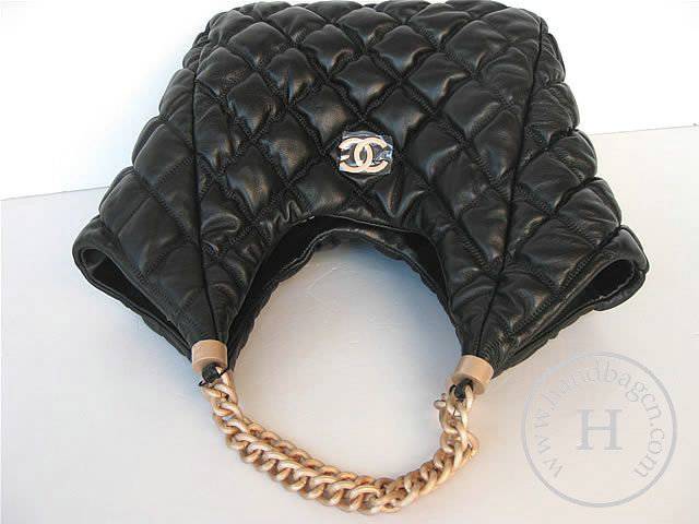 Chanel 40133 Replica Handbag Black lambskin leather handbag with Gold Hardware - Click Image to Close