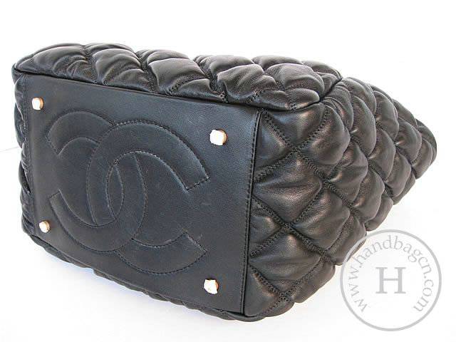 Chanel 40133 Replica Handbag Black lambskin leather handbag with Gold Hardware