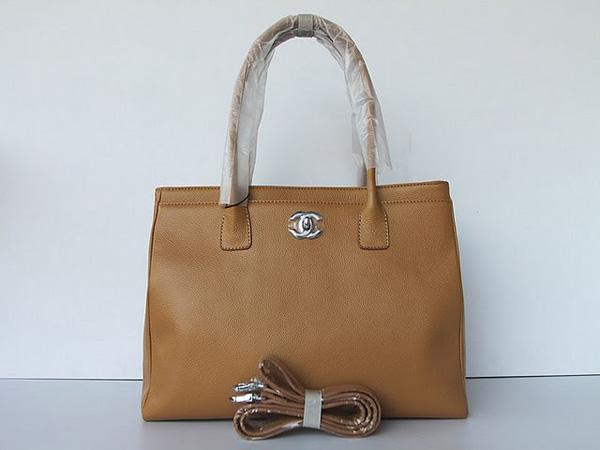 Chanel 45206 Replica Handbag Apricot Cowhide Leather With Silver Hardware - Click Image to Close