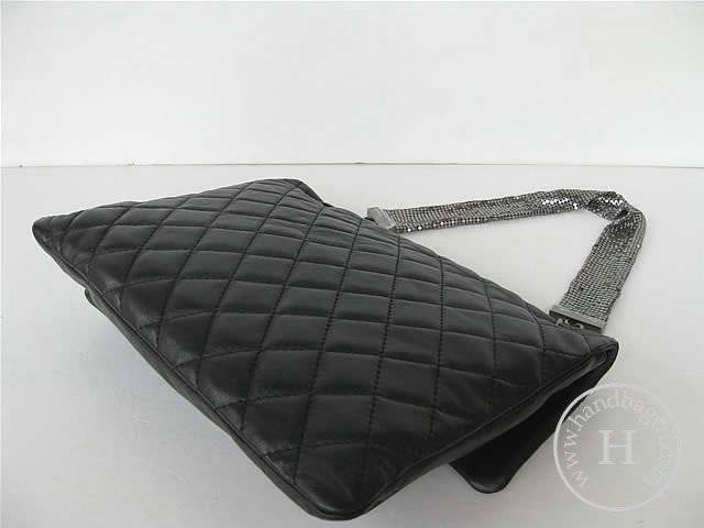 Chanel 46004 replica handbag Classic black lambskin leather with Silver hardware