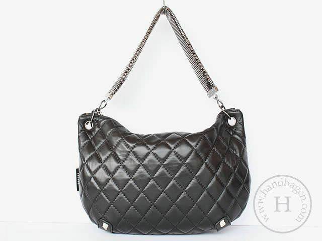 Chanel 46007 replica handbag Classic black lambskin leather with Silver hardware