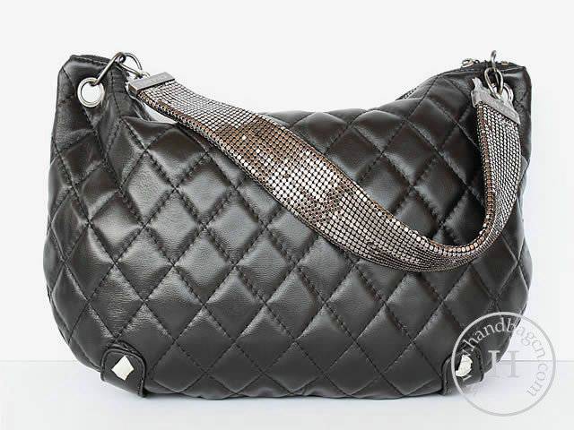 Chanel 46007 replica handbag Classic black lambskin leather with Silver hardware