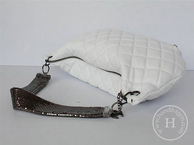 Chanel 46007 replica handbag Classic White lambskin leather with Silver hardware