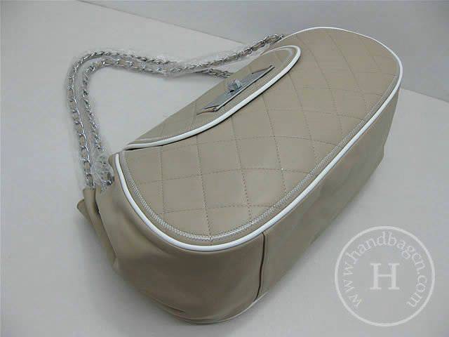 Chanel 46046 Apricot lambskin leather knockoff handbag with Silver HardwareChanel 46046 Apricot Lambskin Leather Knockoff Handbag with Silver Hardware