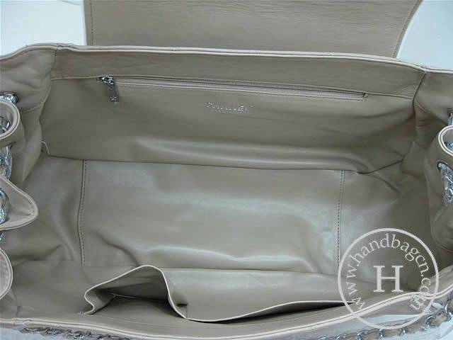 Chanel 46046 Apricot lambskin leather knockoff handbag with Silver HardwareChanel 46046 Apricot Lambskin Leather Knockoff Handbag with Silver Hardware