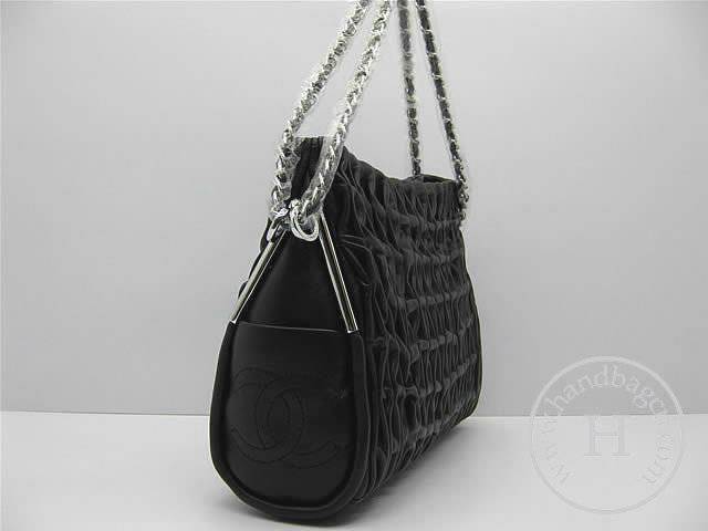 Chanel 46138 Replica Handbag Black Lambskin Leather With Silver Hardware - Click Image to Close