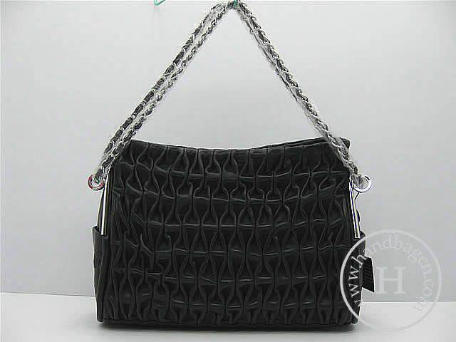Chanel 46138 Replica Handbag Black Lambskin Leather With Silver Hardware