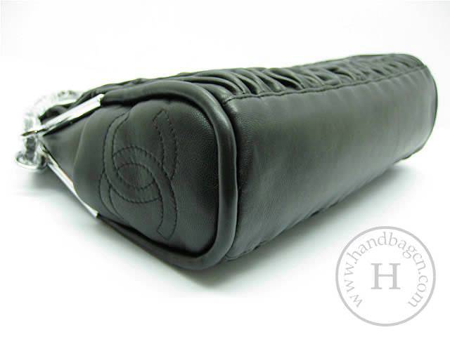 Chanel 46138 Replica Handbag Black Lambskin Leather With Silver Hardware