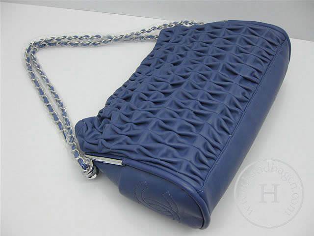 Chanel 46138 Replica Handbag Blue Lambskin Leather With Silver Hardware - Click Image to Close