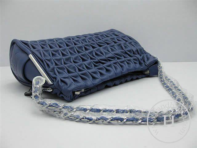 Chanel 46138 Replica Handbag Blue Lambskin Leather With Silver Hardware