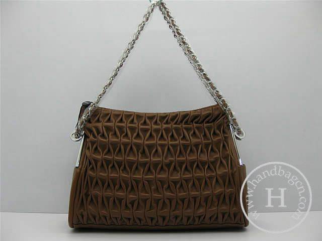 Chanel 46138 Replica Handbag Coffee Lambskin Leather With Silver Hardware