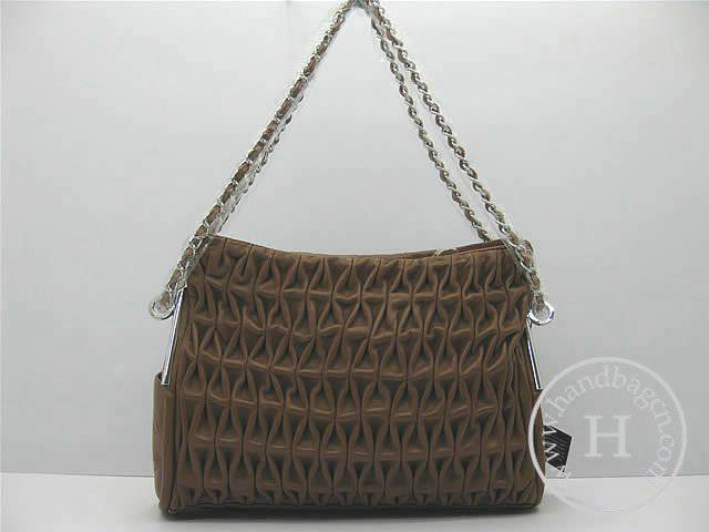 Chanel 46138 Replica Handbag Coffee Lambskin Leather With Silver Hardware