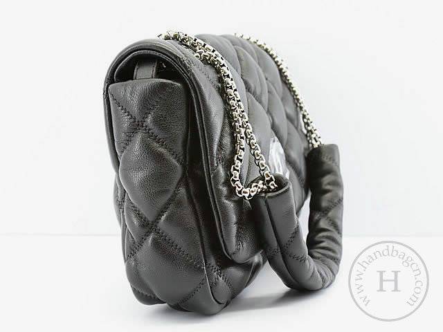 Chanel 46163 replica handbag Classic black lambskin leather with Silver hardware