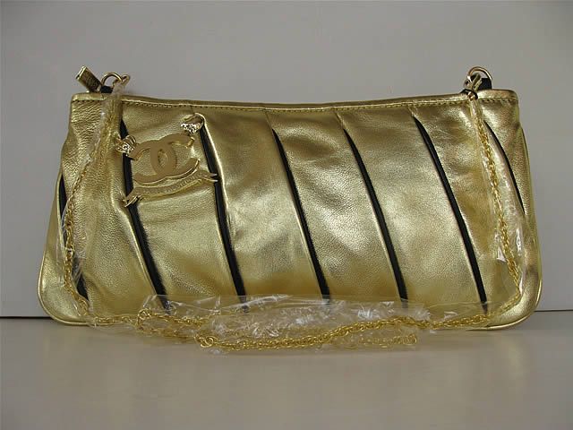 Chanel 46190 replica handbag Classic gold lambskin leather with Gold hardware