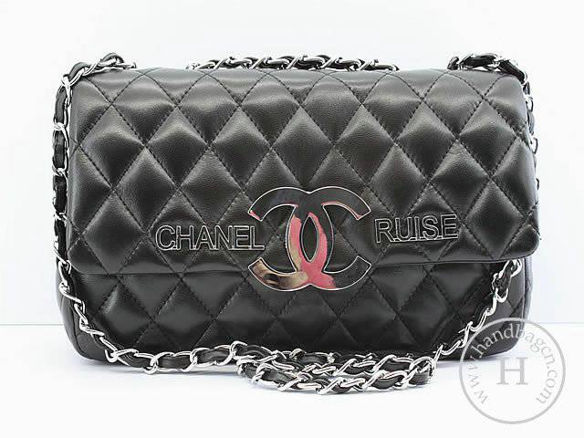 Chanel 46266 replica handbag Classic black lambskin leather with Gold hardware