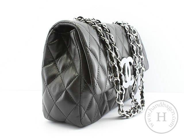 Chanel 46266 replica handbag Classic black lambskin leather with Gold hardware
