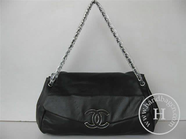 Chanel 46282 Replica Handbag Black Lambskin Leather With Silver Hardware - Click Image to Close