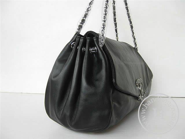 Chanel 46282 Replica Handbag Black Lambskin Leather With Silver Hardware