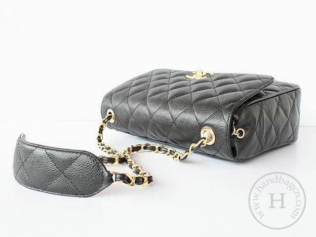 Chanel 46163 replica handbag Classic black cowhide leather with Gold hardware