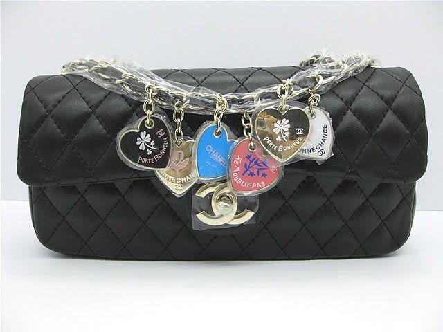 Chanel 46513 replica handbag Classic Black lambskin leather with Gold hardware