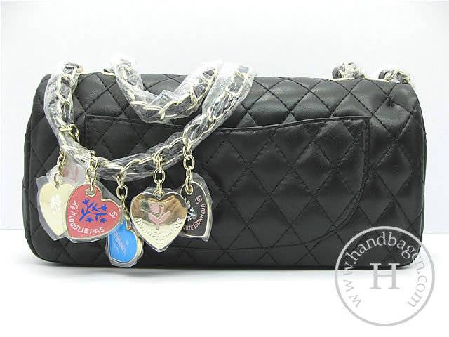 Chanel 46513 replica handbag Classic Black lambskin leather with Gold hardware
