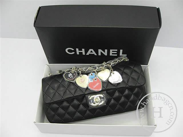 Chanel 46513 replica handbag Classic Black lambskin leather with Gold hardware - Click Image to Close