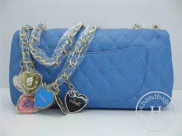 Chanel 46513 replica handbag Classic Blue lambskin leather with Gold hardware - Click Image to Close