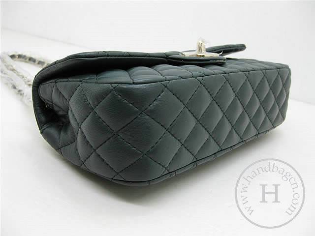 Chanel 46513 replica handbag Classic Dark green lambskin leather with Gold hardware
