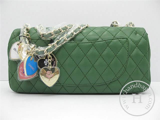 Chanel 46513 replica handbag Classic Green lambskin leather with Gold hardware - Click Image to Close