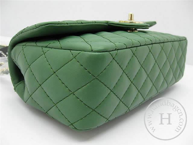 Chanel 46513 replica handbag Classic Green lambskin leather with Gold hardware - Click Image to Close