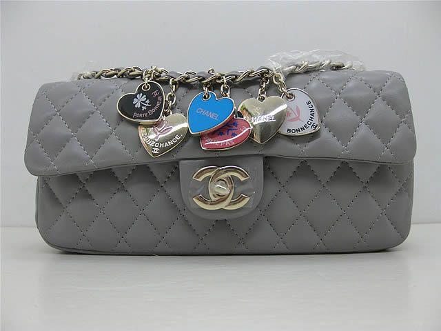Chanel 46513 replica handbag Classic Grey lambskin leather with Gold hardware