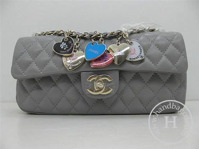 Chanel 46513 replica handbag Classic Grey lambskin leather with Gold hardware - Click Image to Close
