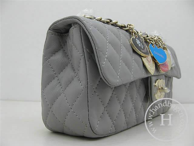 Chanel 46513 replica handbag Classic Grey lambskin leather with Gold hardware - Click Image to Close