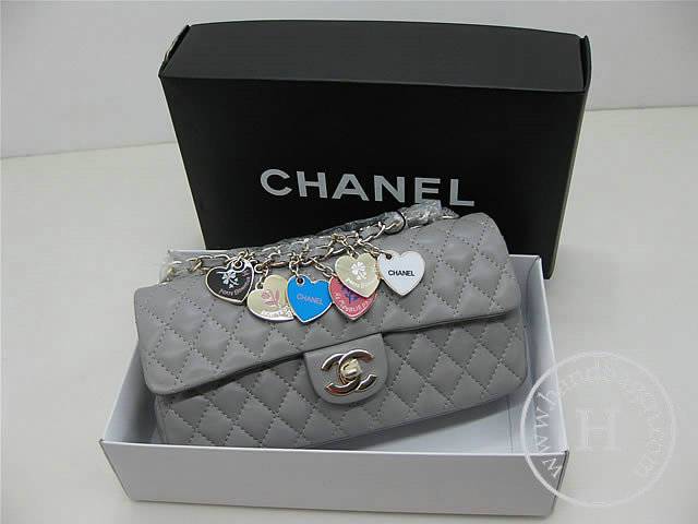 Chanel 46513 replica handbag Classic Grey lambskin leather with Gold hardware