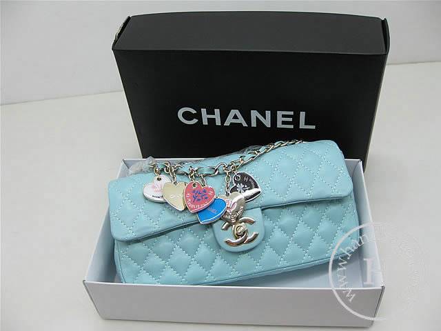 Chanel 46513 replica handbag Classic Light blue lambskin leather with Gold hardware - Click Image to Close