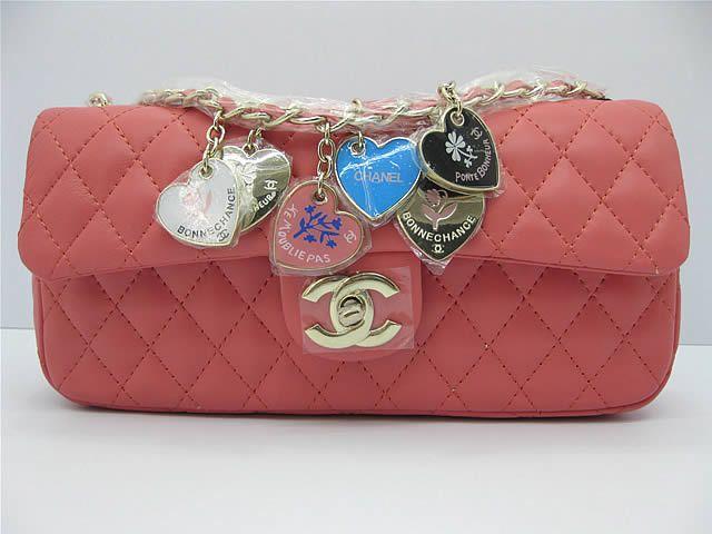 Chanel 46513 replica handbag Classic Pink lambskin leather with Gold hardware