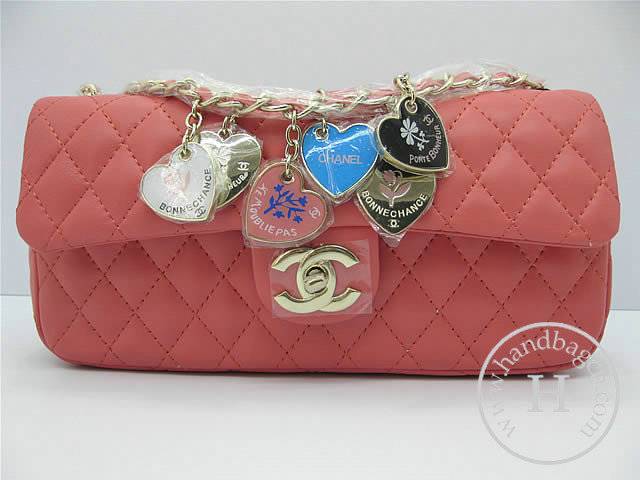 Chanel 46513 replica handbag Classic Pink lambskin leather with Gold hardware