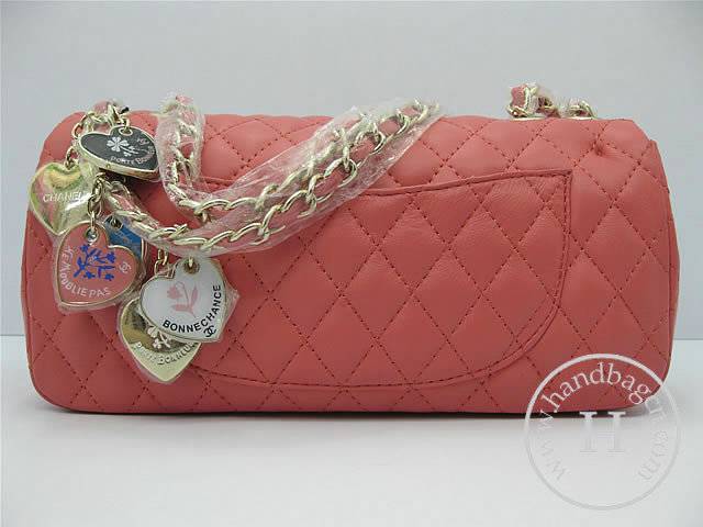 Chanel 46513 replica handbag Classic Pink lambskin leather with Gold hardware