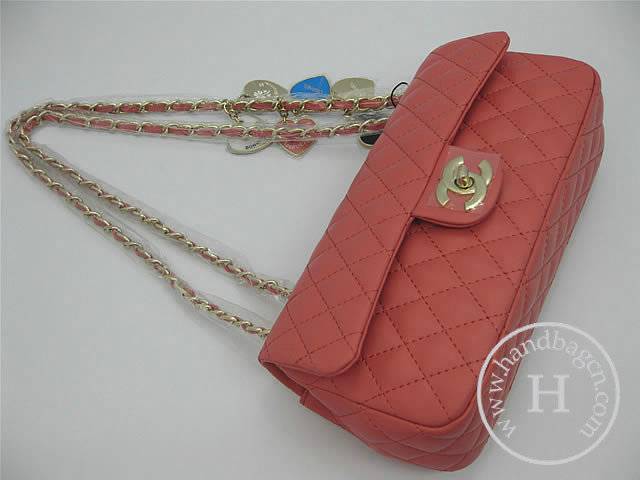 Chanel 46513 replica handbag Classic Pink lambskin leather with Gold hardware - Click Image to Close
