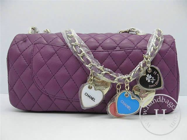 Chanel 46513 replica handbag Classic Purple lambskin leather with Gold hardware - Click Image to Close