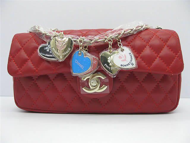 Chanel 46513 replica handbag Classic Red lambskin leather with Gold hardware