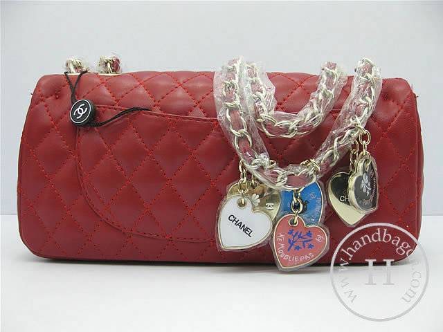 Chanel 46513 replica handbag Classic Red lambskin leather with Gold hardware