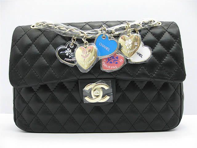 Chanel 46514 replica handbag Classic Black lambskin leather with Gold hardware