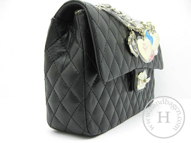 Chanel 46514 replica handbag Classic Black lambskin leather with Gold hardware